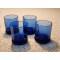 Set of 4 Anchor Hocking Cobalt Blue Essex Paneled Short Rocks Glasses