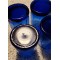 Set of 4 Anchor Hocking Cobalt Blue Essex Paneled Short Rocks Glasses