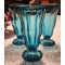 3 Vintage Teal Ice Cream Sundae Parfait Glasses