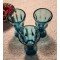 3 Vintage Teal Ice Cream Sundae Parfait Glasses