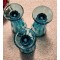 3 Vintage Teal Ice Cream Sundae Parfait Glasses