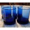 Set of 4 Anchor Hocking Cobalt Blue Essex Paneled Short Rocks Glasses